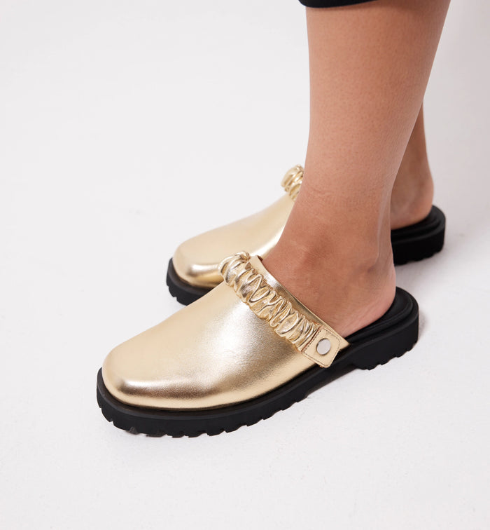 Roisin Slingback Leather Mule | Gold