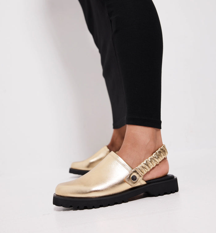 Roisin Slingback Leather Mule | Gold