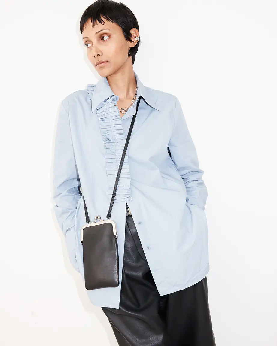 Lady Kiss Clutch | Black Leather