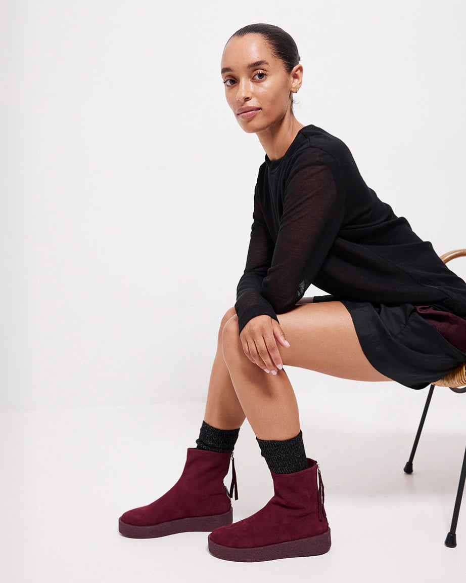 Shadow Boot in Leather | Cherry Suede