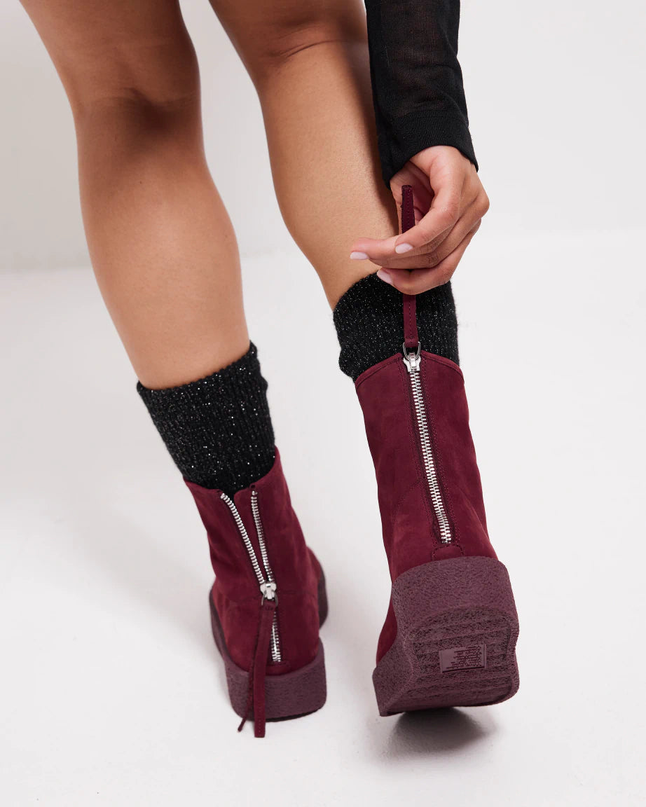 Shadow Boot in Leather | Cherry Suede