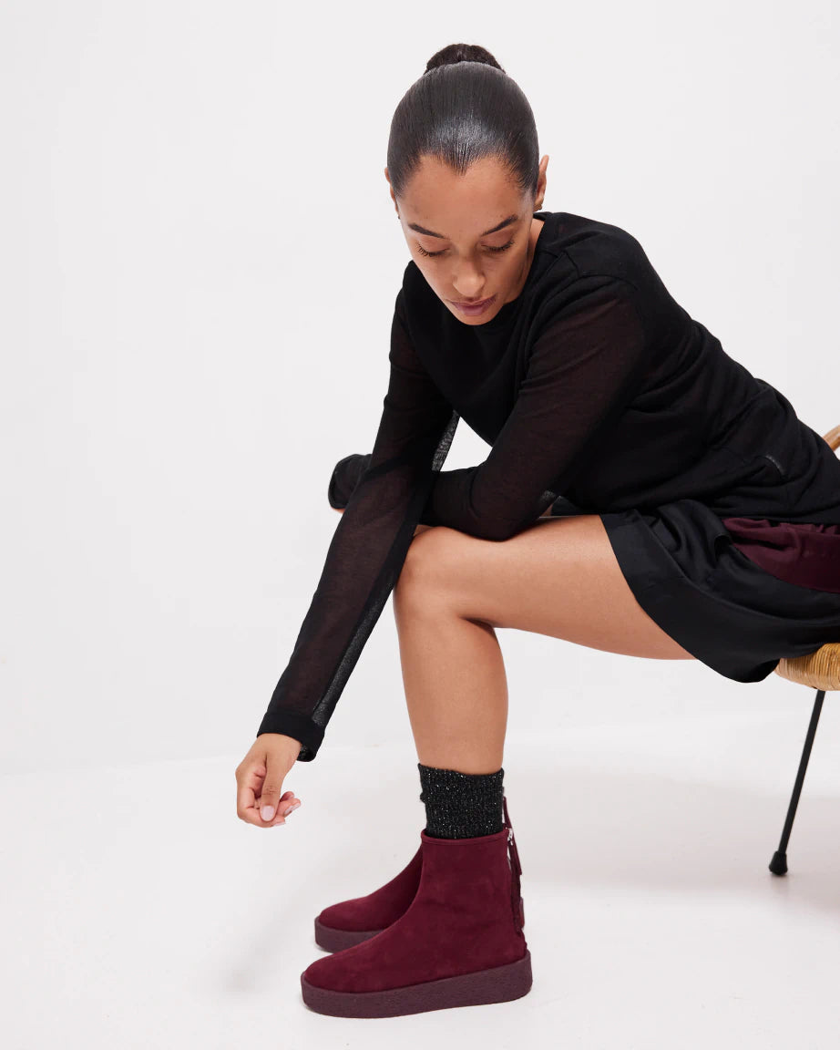 Shadow Boot in Leather | Cherry Suede