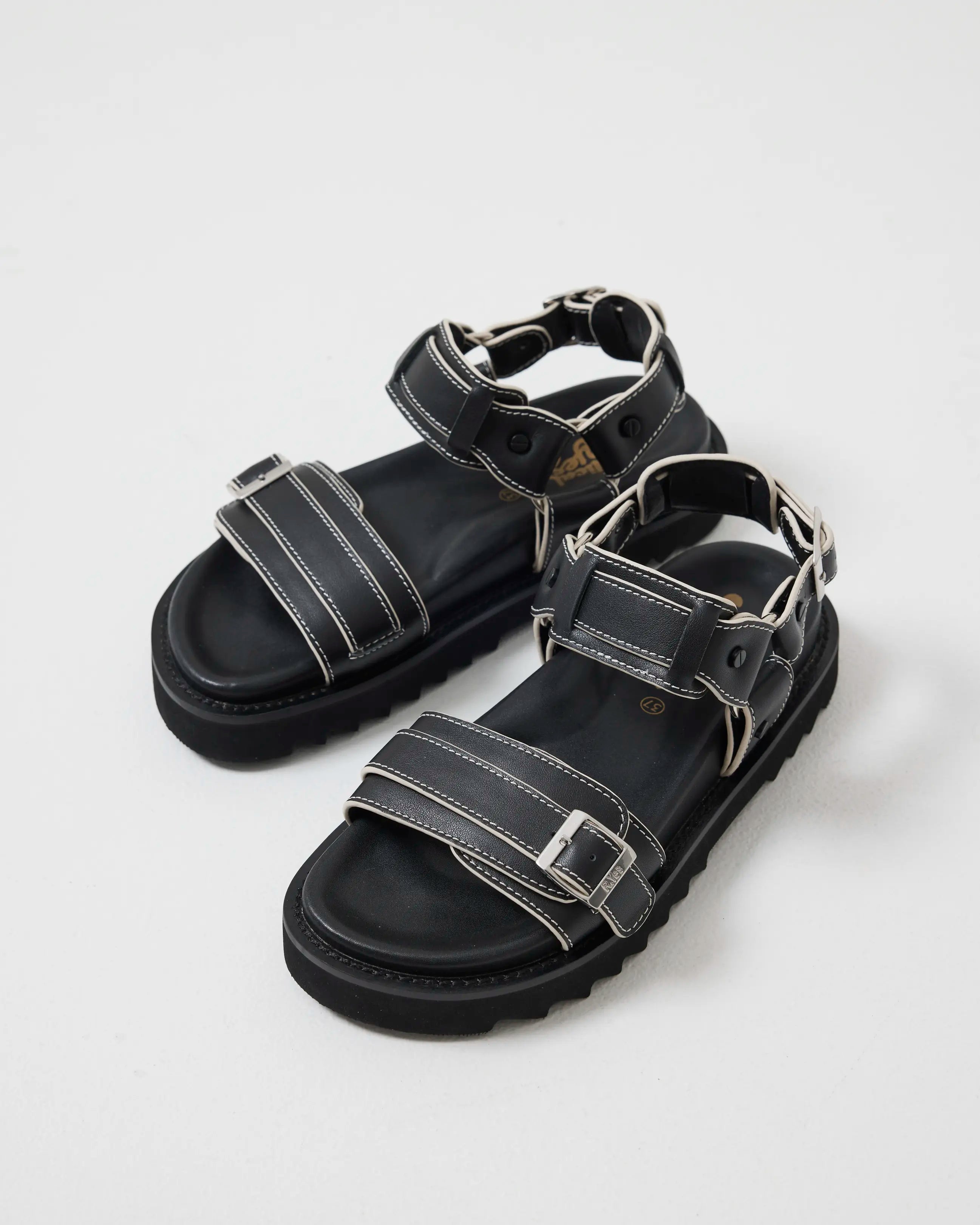 Rae Harness Leather Sandal | Black