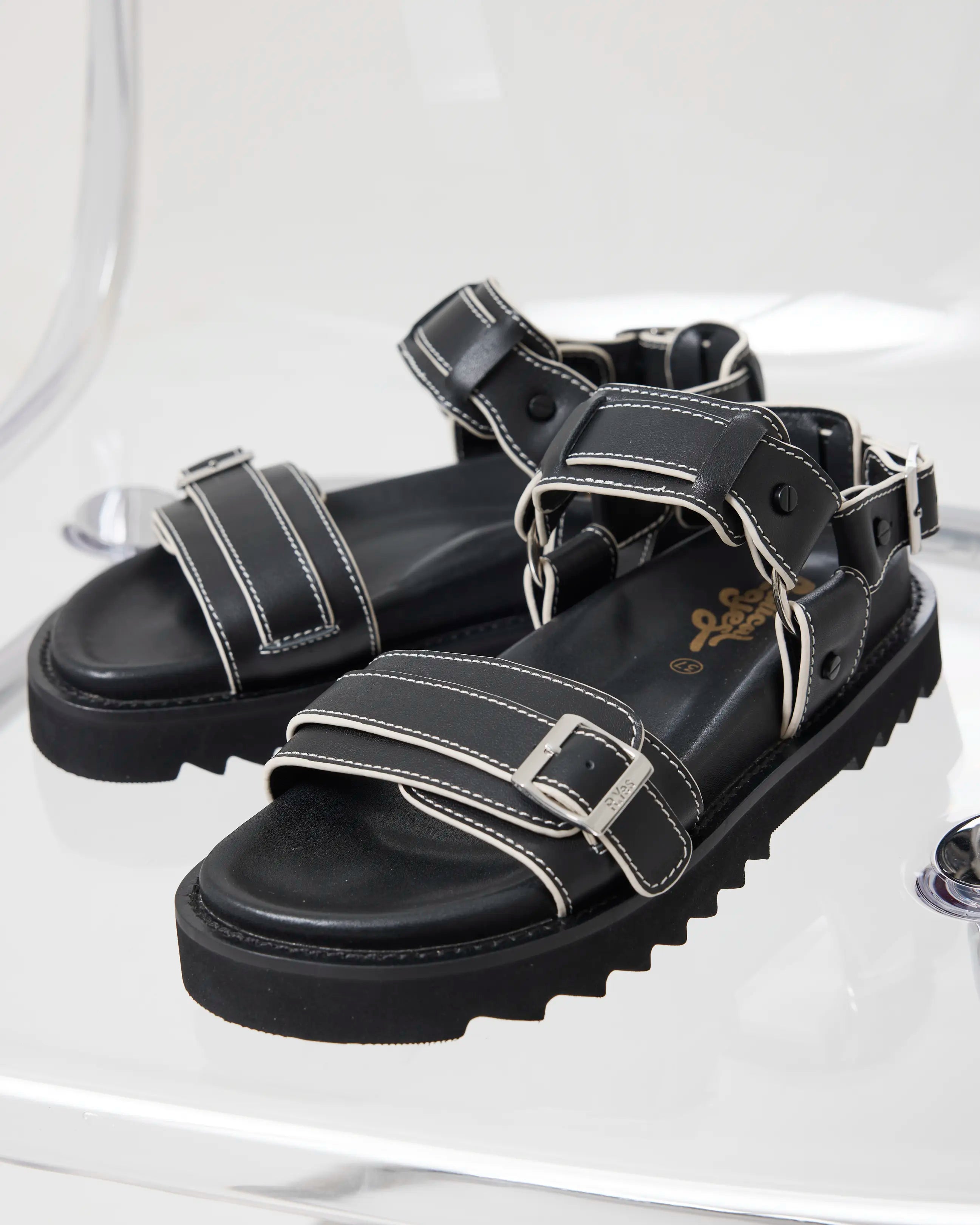 Rae Harness Leather Sandal | Black