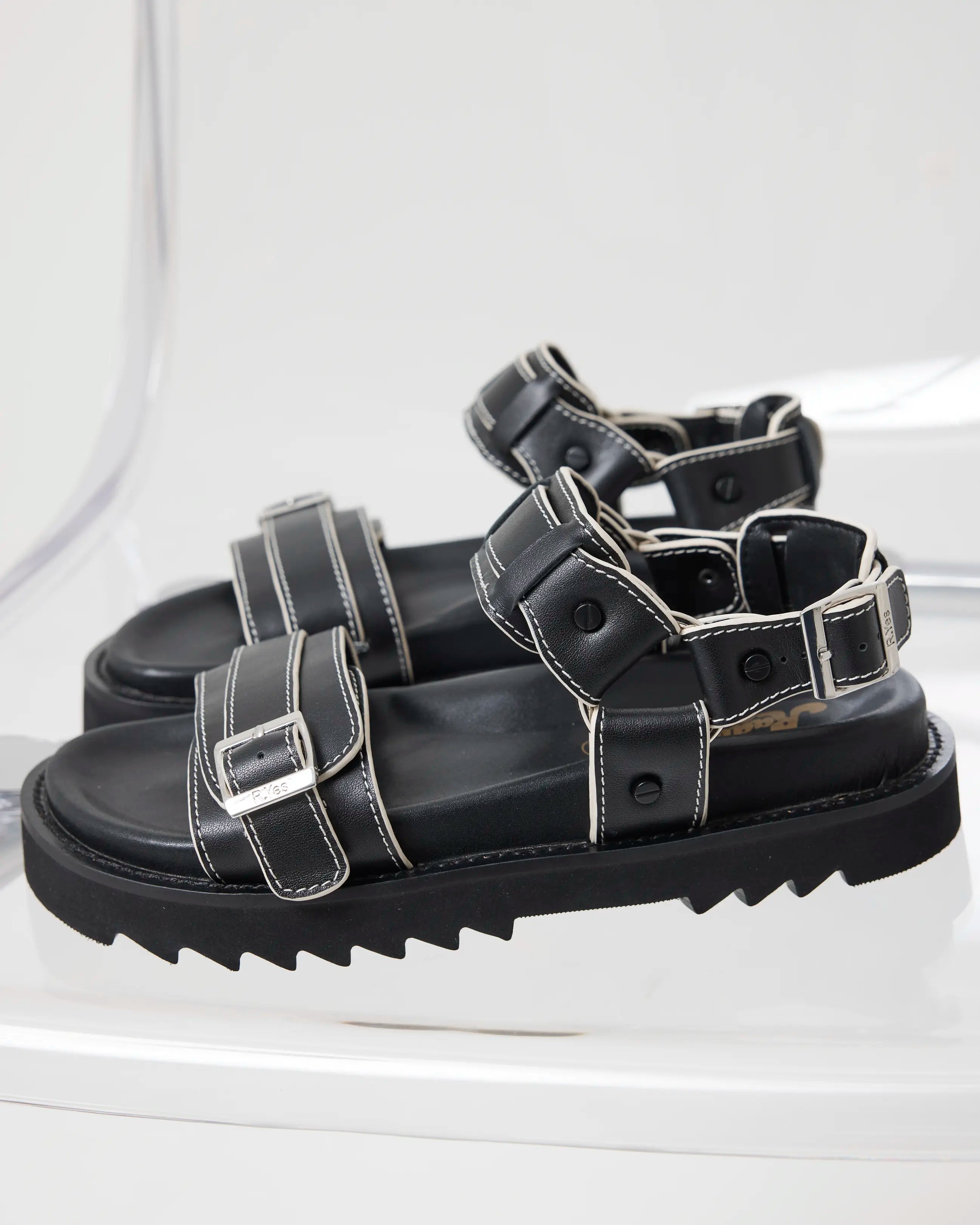 Rae Harness Leather Sandal | Black