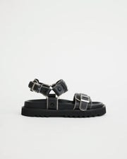 Rae Harness Leather Sandal | Black