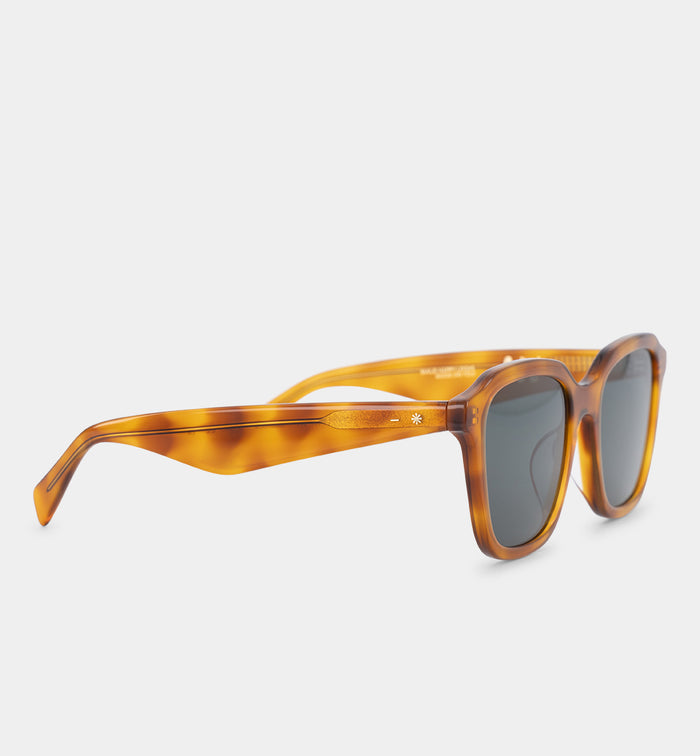 Square Times Acetate Sunglasses | Honey Tort with Green Mono Lens