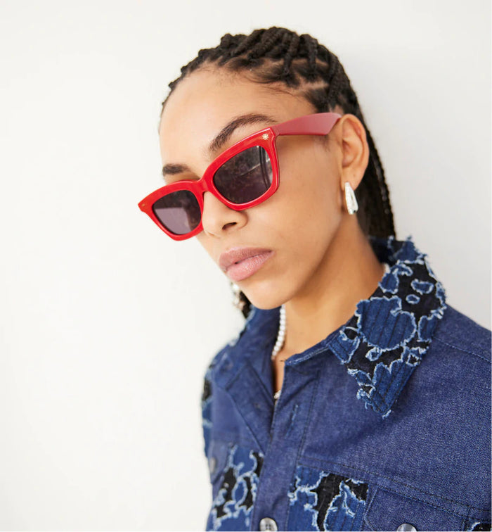 Sunseeker Bio-Acetate Sunglasses | Solid Red with Smoke Lens
