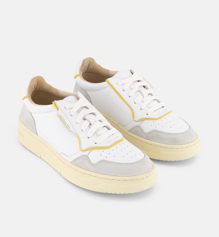 The Supermodel Lace Up Trainer | White and 90's Yellow