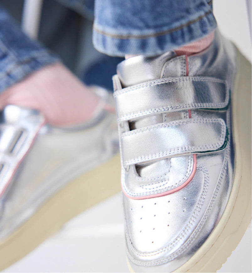 Silver velcro shoes hotsell