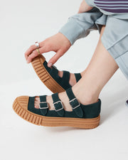Tao Buckle Shoe | Bottle Green Suede