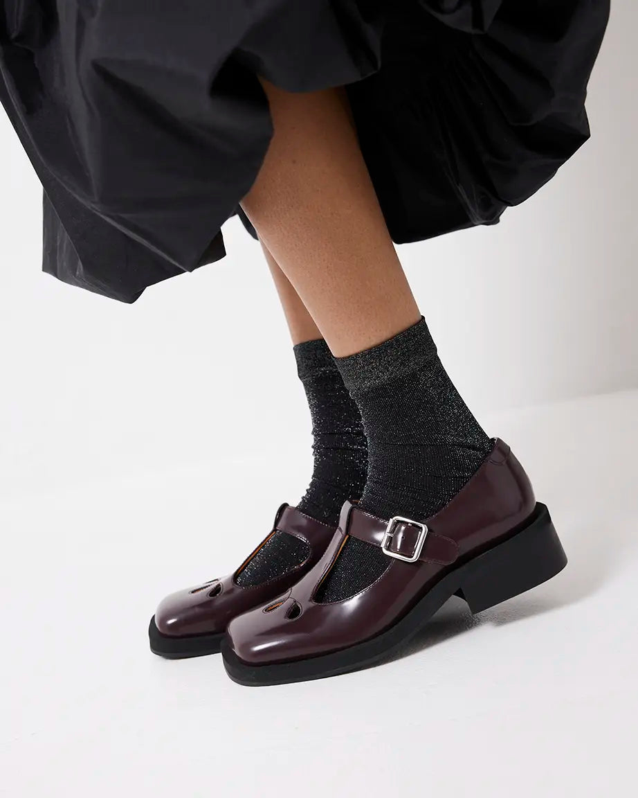 Thelma Square Toe Shoe | Aubergine