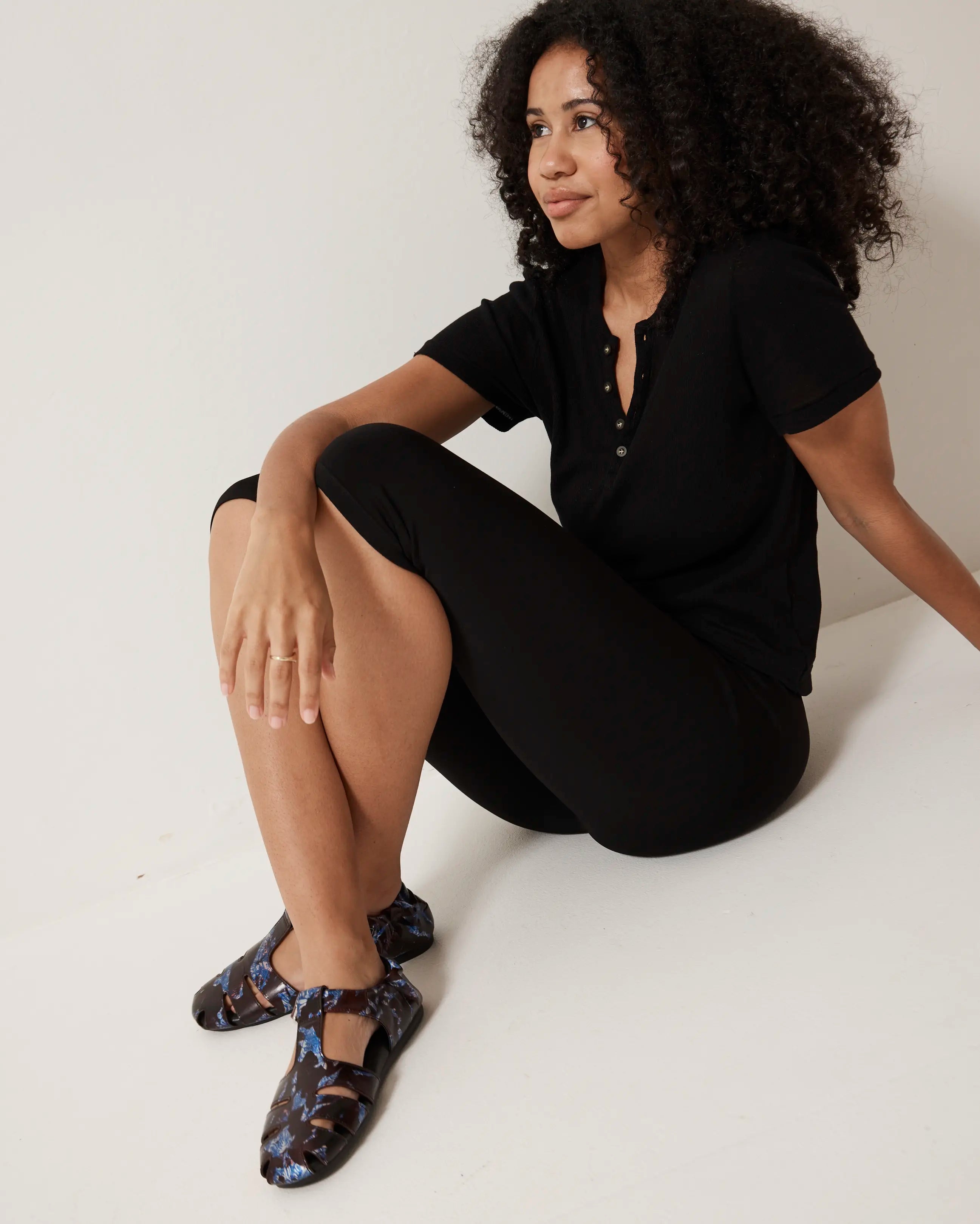 Totem Ruched Leather Sandal | Porcelain