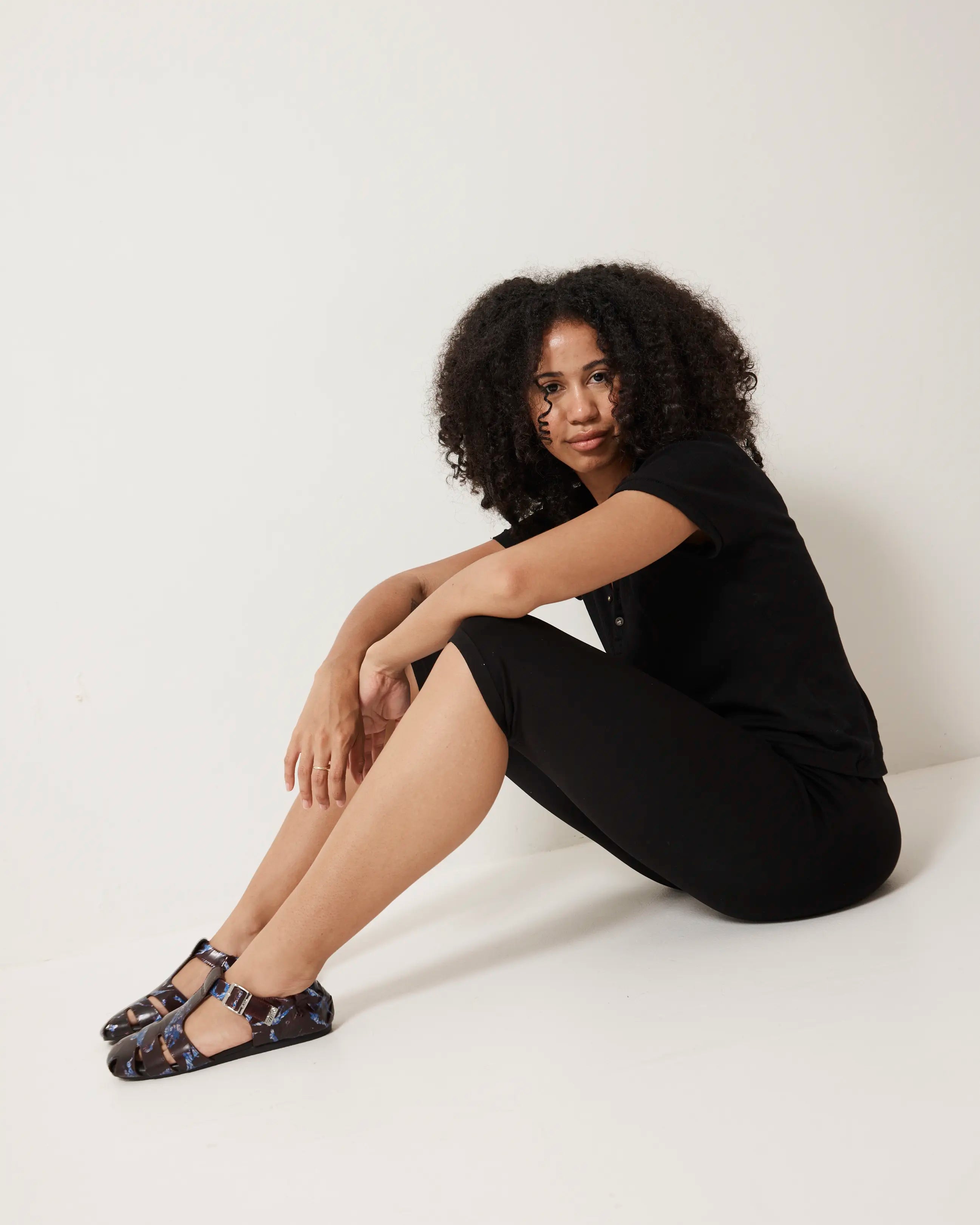 Totem Ruched Leather Sandal | Porcelain