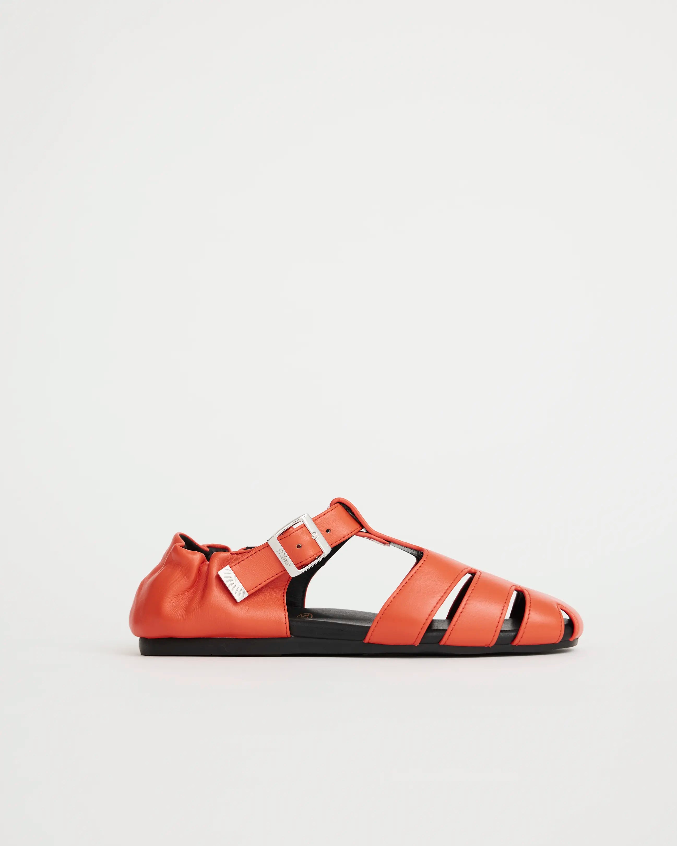 Totem Ruched Leather Sandal | Flame