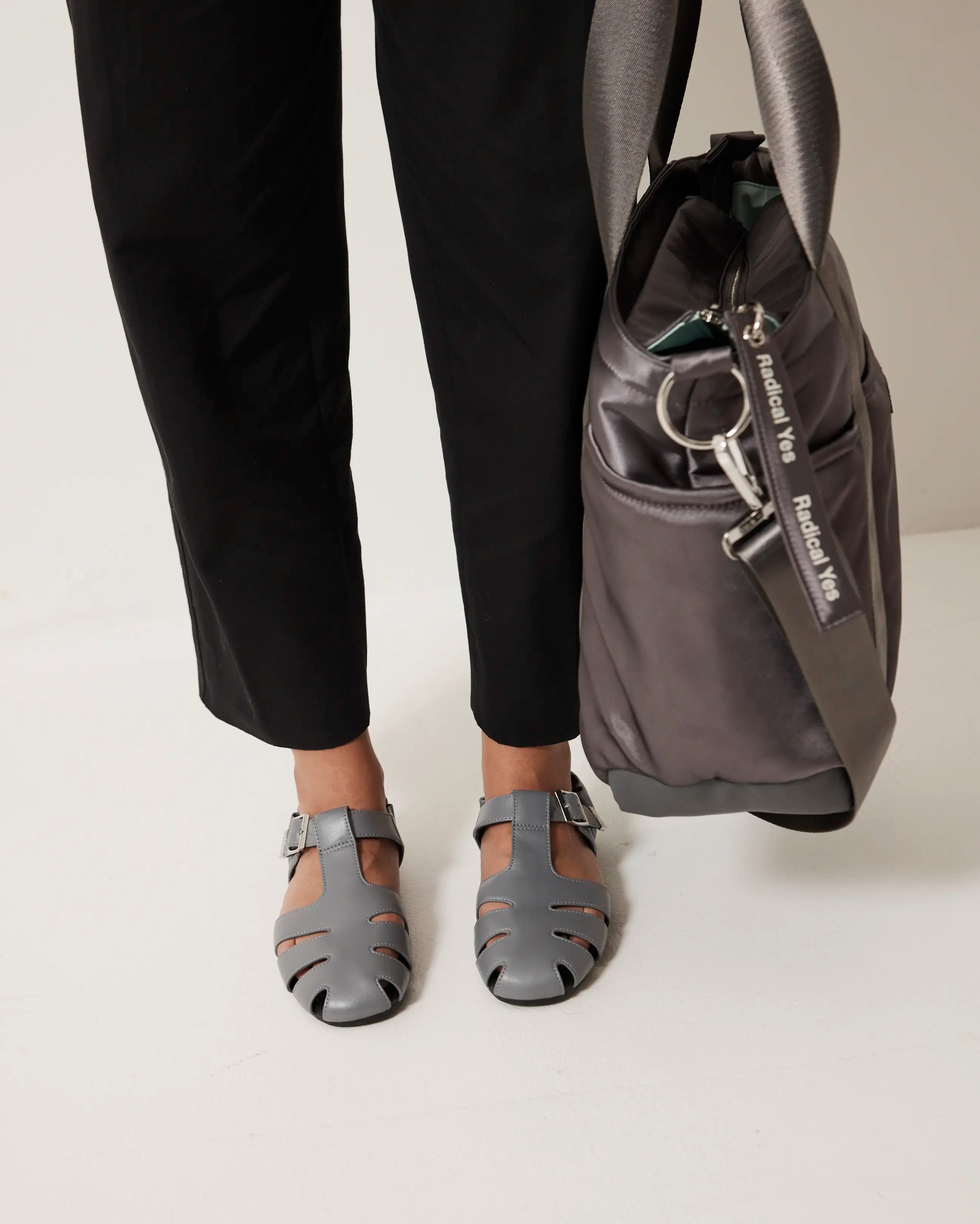 Totem Ruched Leather Sandal | Slate