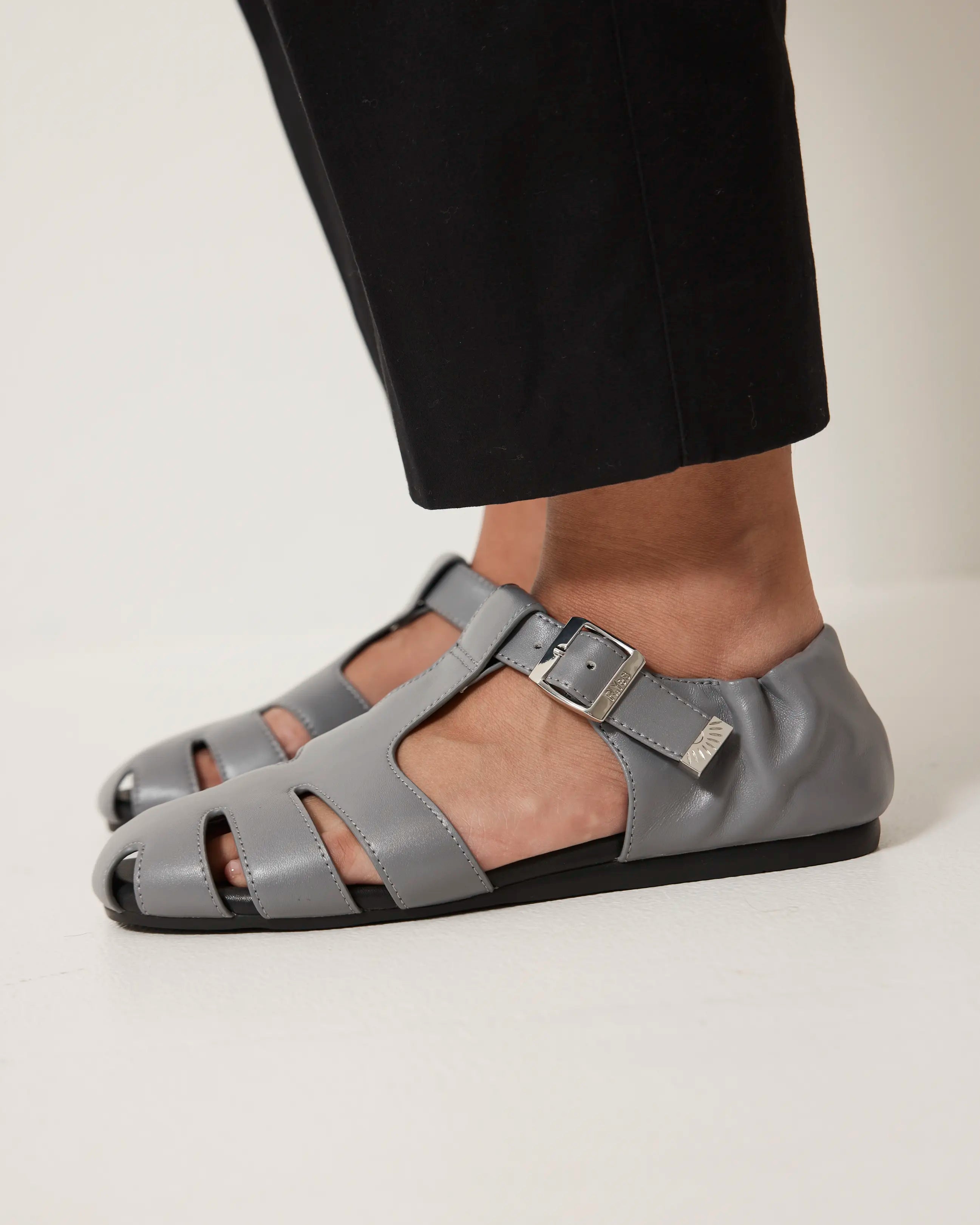 Totem Ruched Leather Sandal | Slate