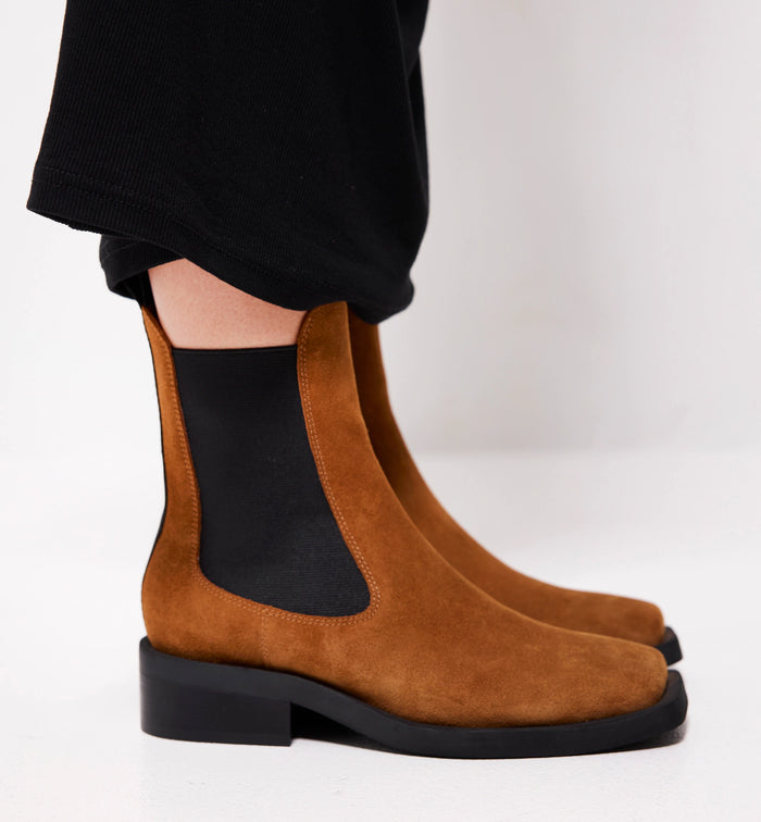 Tomorrow Square Toe Chelsea Boot | Coffee Suede