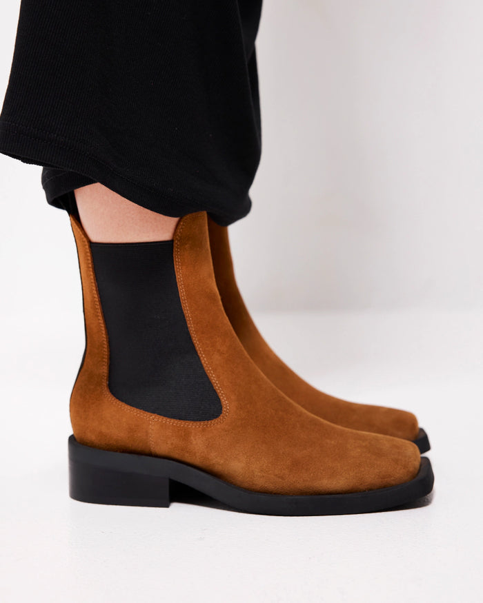Tomorrow Square Toe Chelsea Boot | Coffee Suede