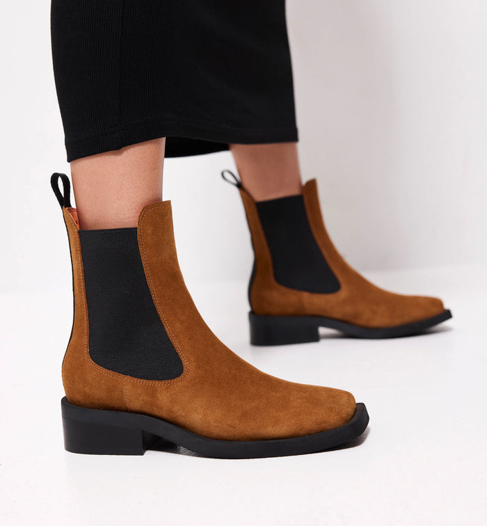 Tomorrow Square Toe Chelsea Boot | Coffee Suede