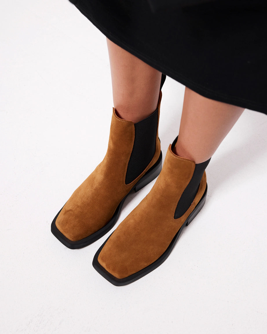 Tomorrow Square Toe Chelsea Boot | Coffee Suede