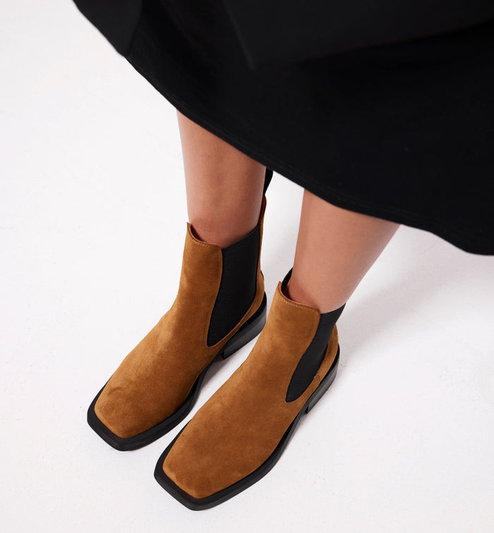 Tomorrow Square Toe Chelsea Boot | Coffee Suede