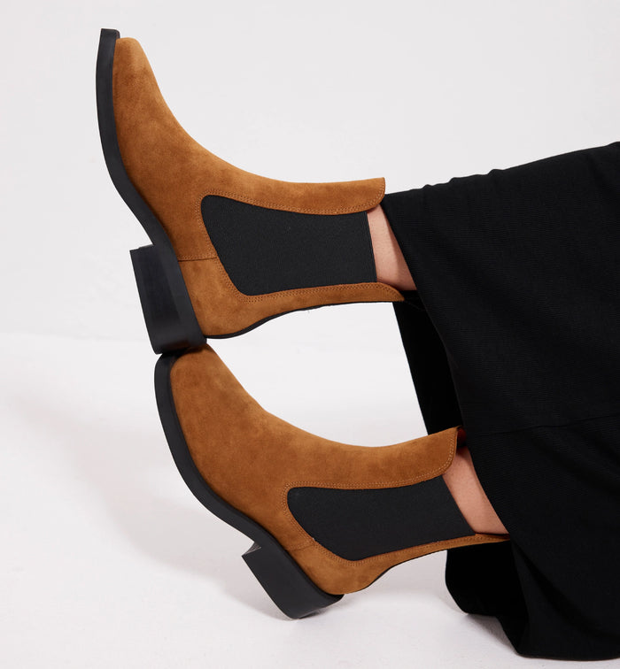 Tomorrow Square Toe Chelsea Boot | Coffee Suede