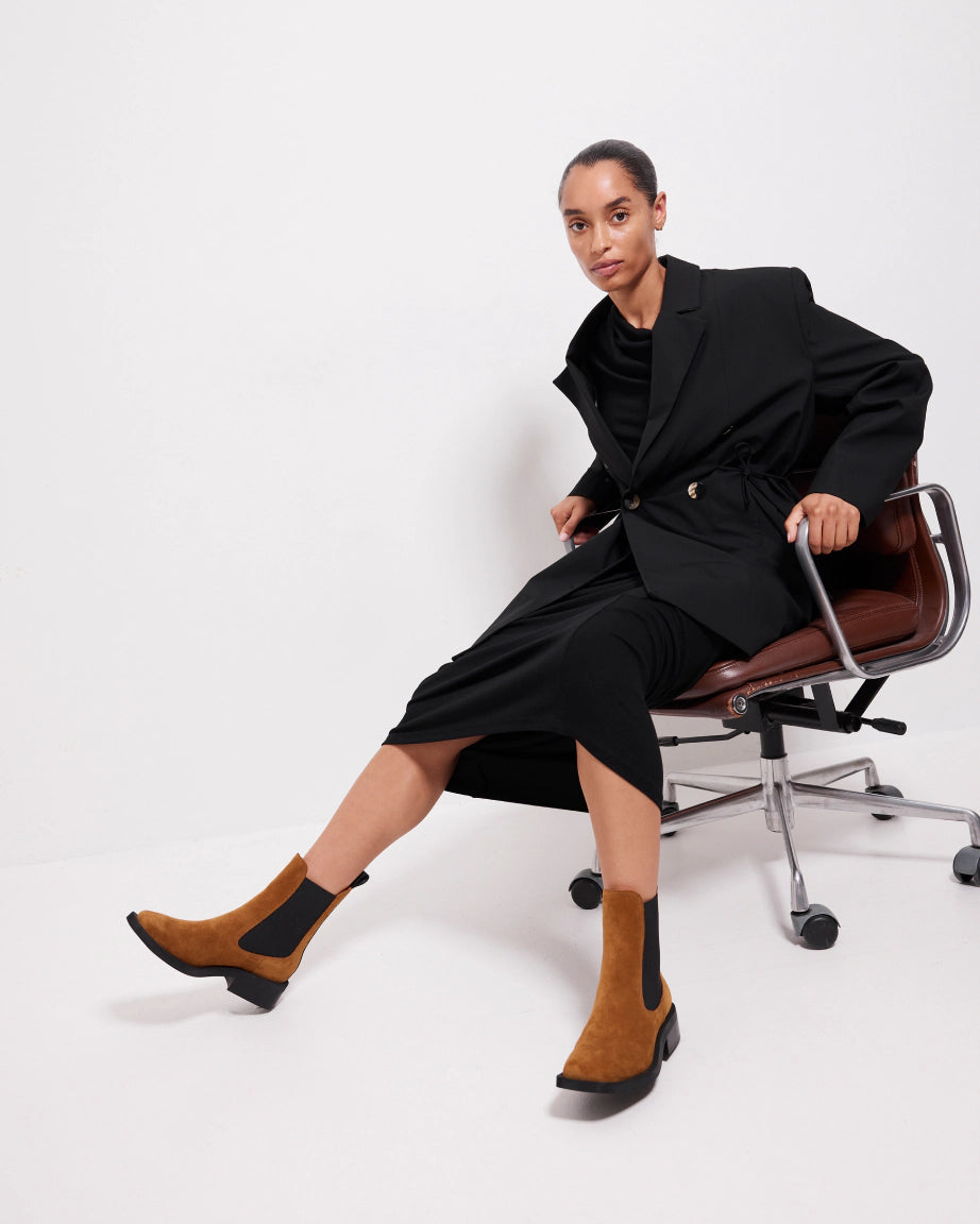 Tomorrow Square Toe Chelsea Boot | Coffee Suede