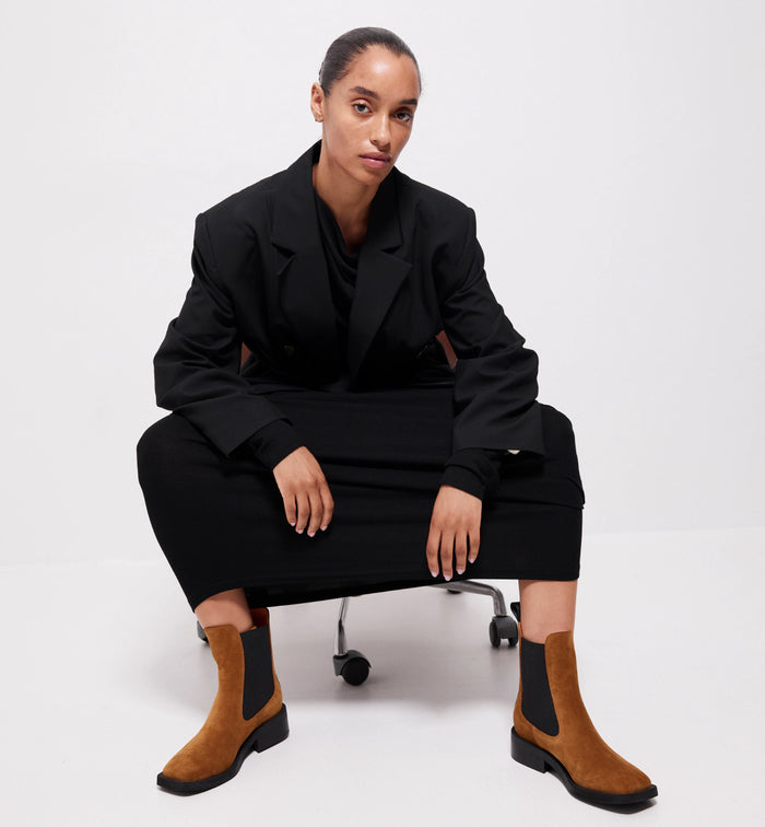 Tomorrow Square Toe Chelsea Boot | Coffee Suede