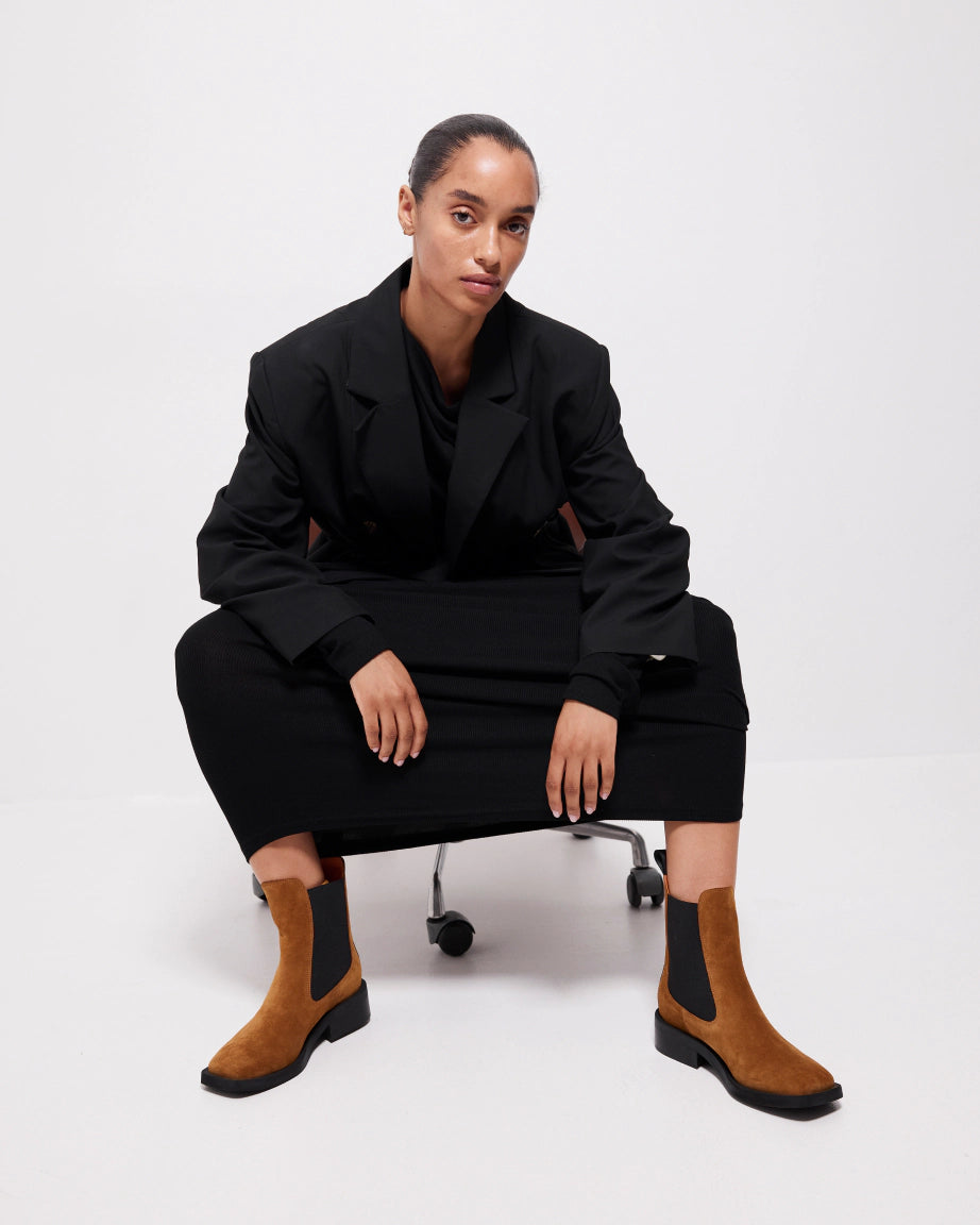 Tomorrow Square Toe Chelsea Boot | Coffee Suede
