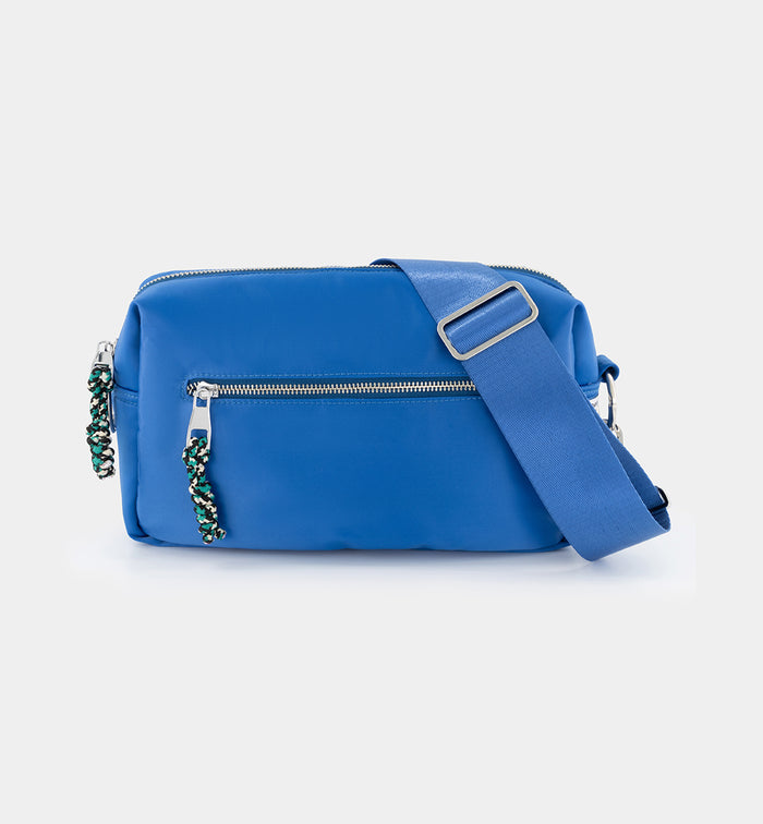 True North Nylon Clutch | Retro Blue Sporty Satin