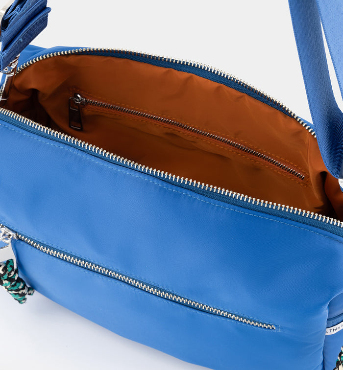 True North Nylon Clutch | Retro Blue Sporty Satin