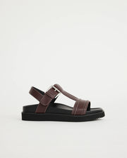 Visby T-Bar Sandal | Cherry with Milk Topstitch