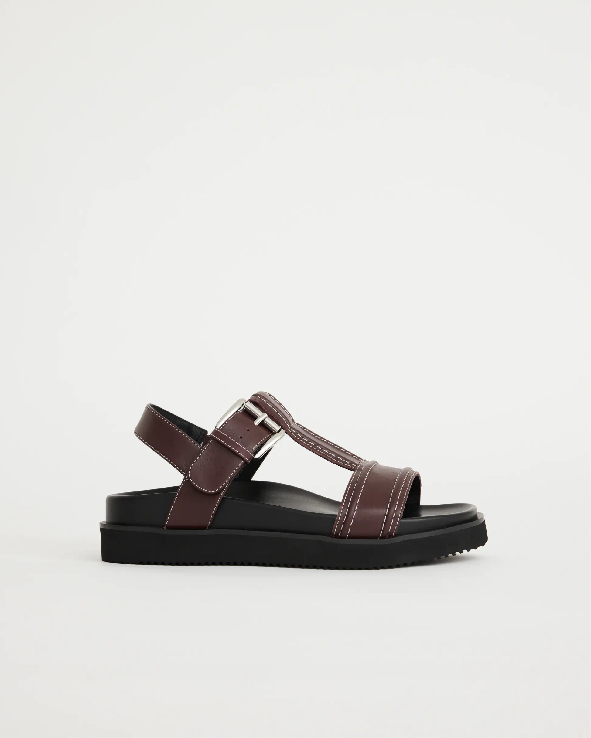 Visby T-Bar Sandal | Cherry with Milk Topstitch