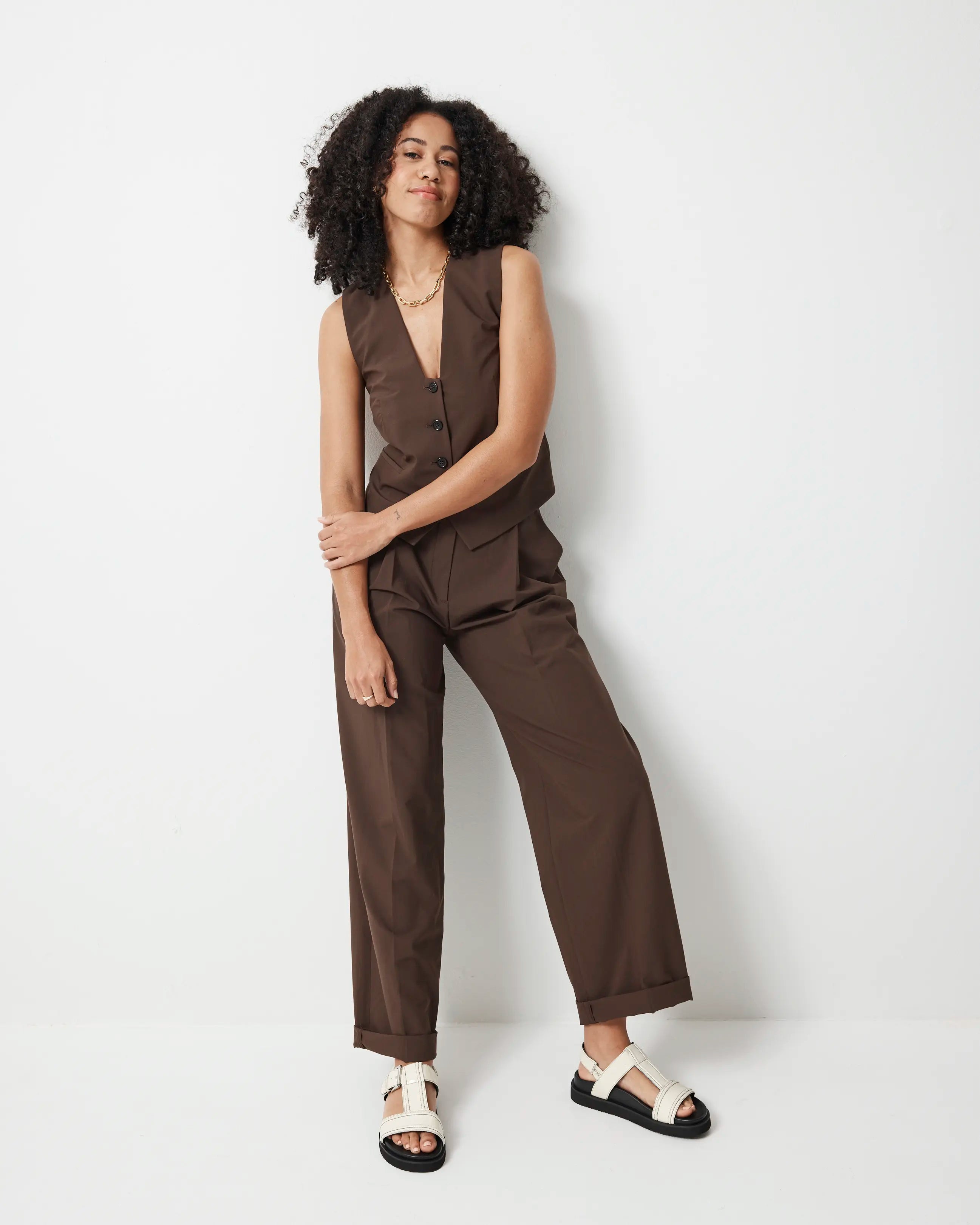 Visby T-Bar Sandal | Milk with Black Topstitch