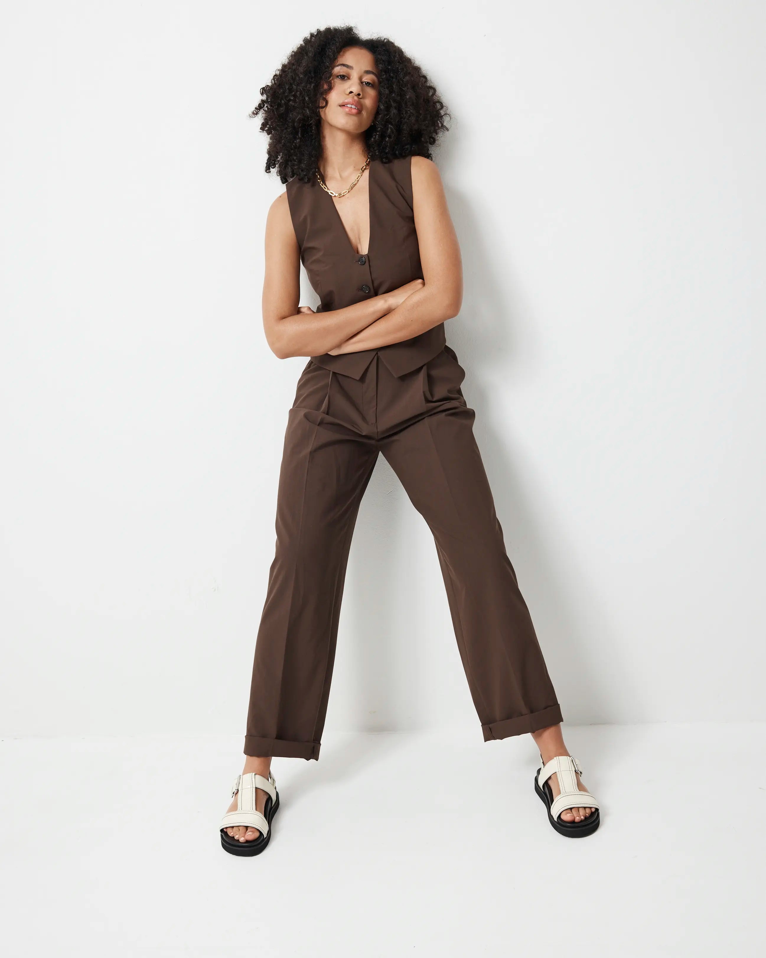 Visby T-Bar Sandal | Milk with Black Topstitch