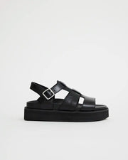 Volta T-Bar Sandal | Black Oiled Leather