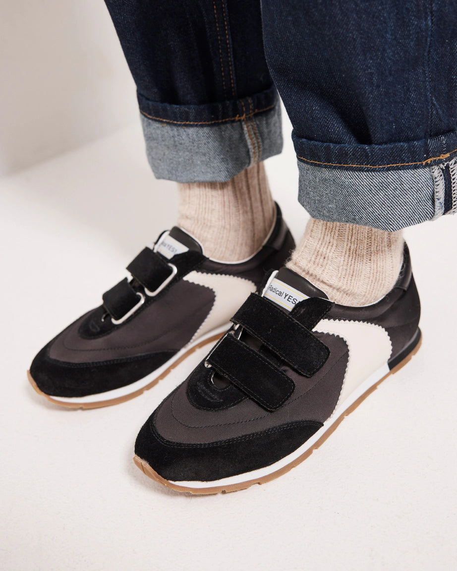 Velcro Core Sneaker | Black & White