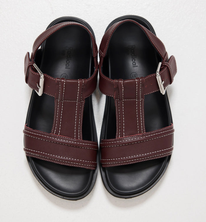 Visby T-Bar Sandal | Cherry with Milk Topstitch