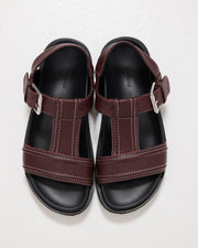 Visby T-Bar Sandal | Cherry with Milk Topstitch