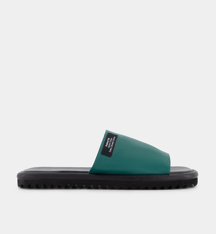 Yoyogi Leather Slide | Verdigris Green