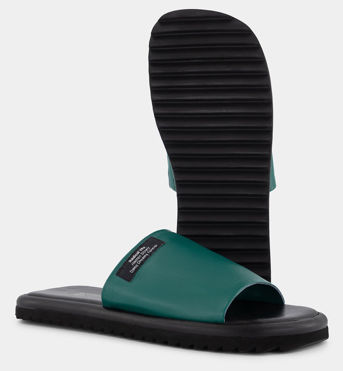 Yoyogi Leather Slide | Verdigris Green