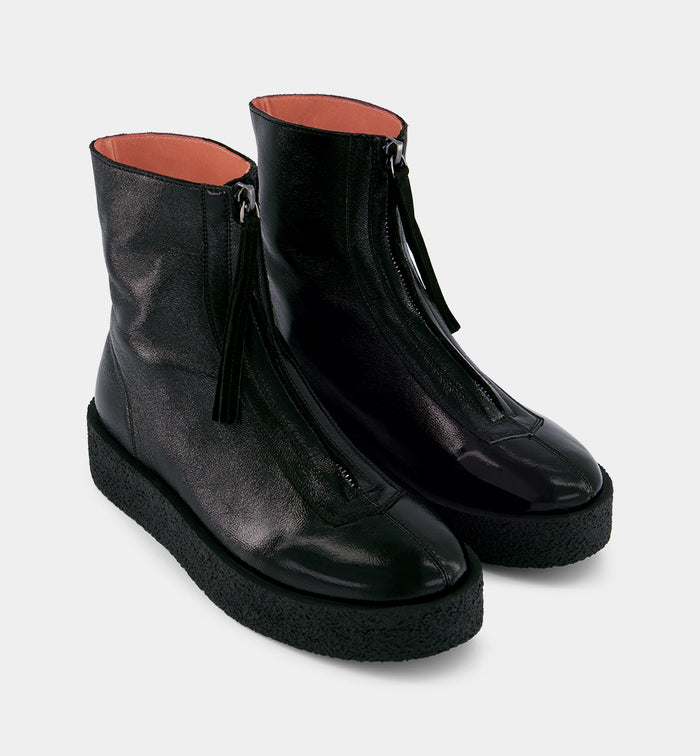 Lucent Zip-Up Ankle Boot | Black Crush