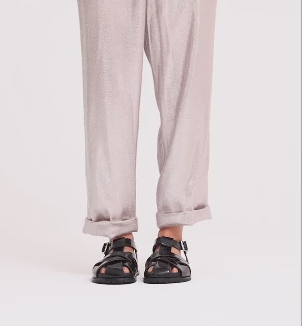 Load video: Ginny Strappy Sandal | Black Patent Leather