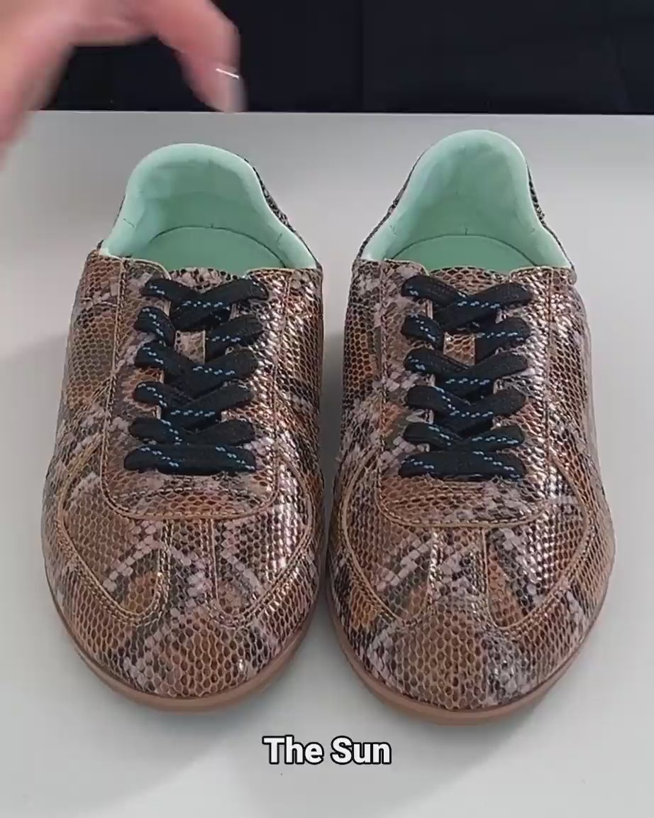 Load video: Sun Street Sneaker | Caramel Snake