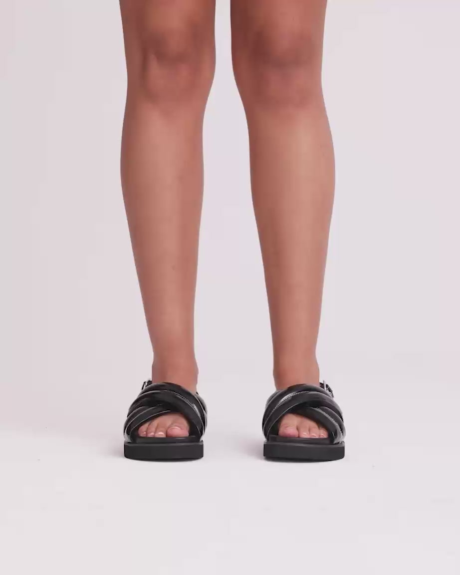 Load video: Summer Love Crossover Sandal | Black