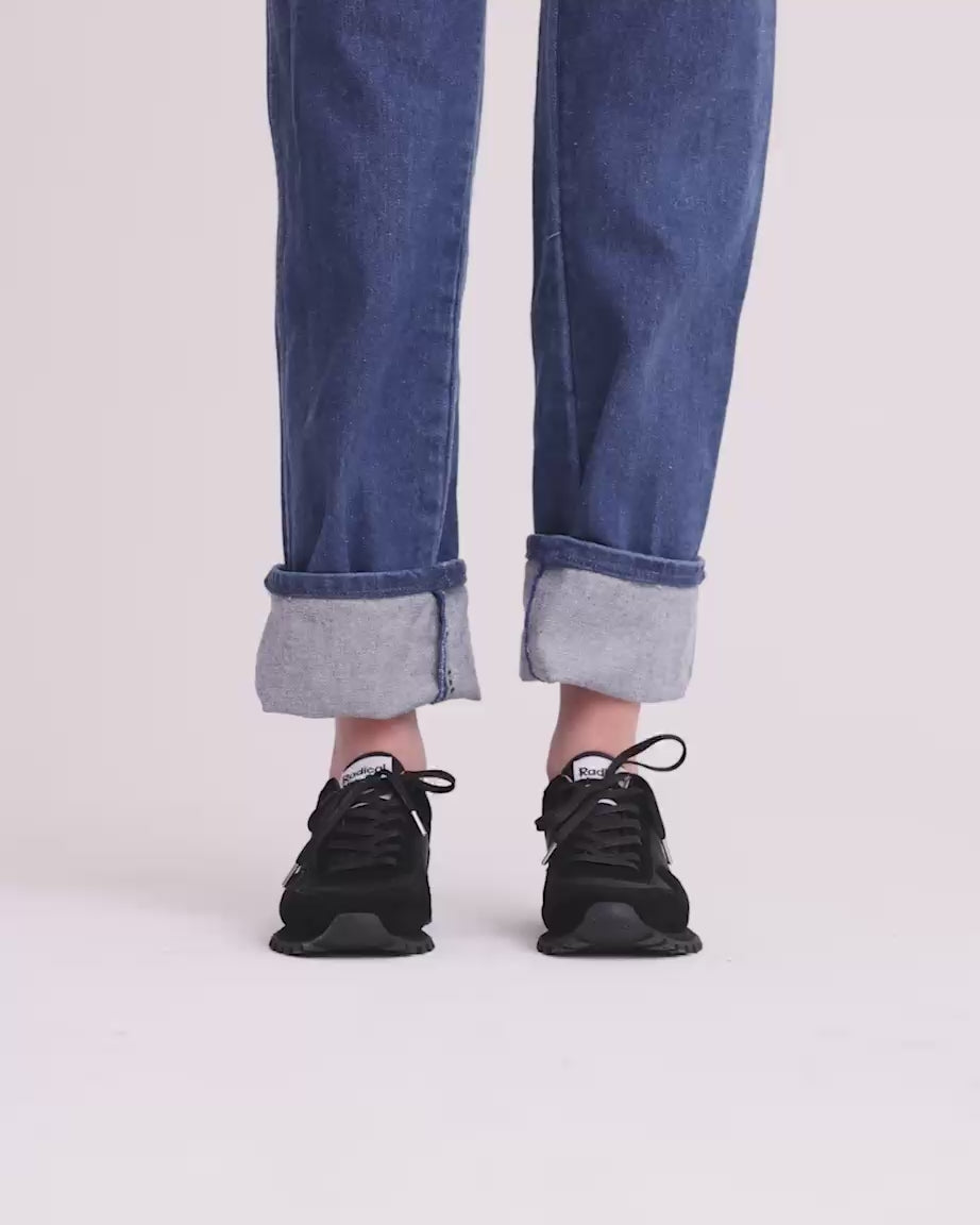 Load video: Moon Street Lace Up Sneaker | Black