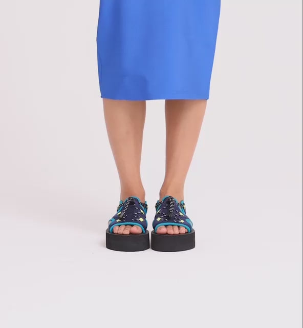 Load video: Kyoto Athletic Neoprene Sandal | Blue