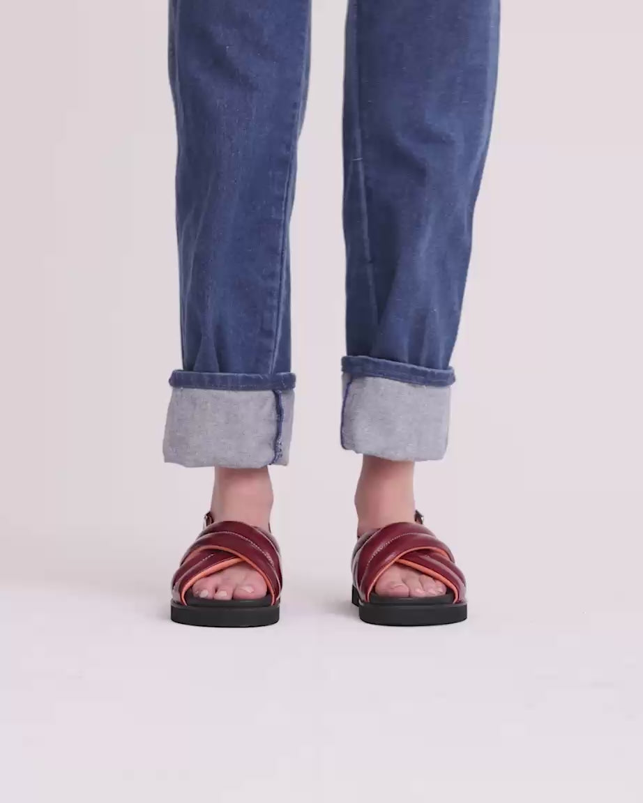 Load video: Summer Love Crossover Sandal | Biking Red