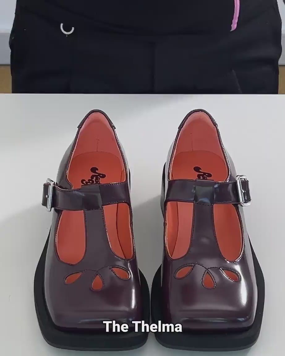 Load video: Thelma Square Toe Shoe | Aubergine